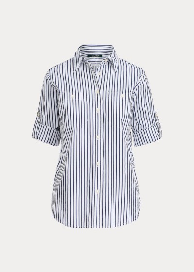 Ralph Lauren Striped Cotton Pocket Skjorter Dame Danmark (ZITQN5498)